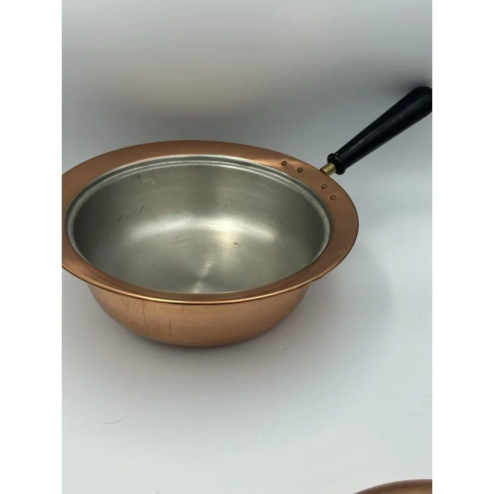 VTG Copper & Brass Patina Classic Chafing Dish Double Pan‎ Food Warmer Stand